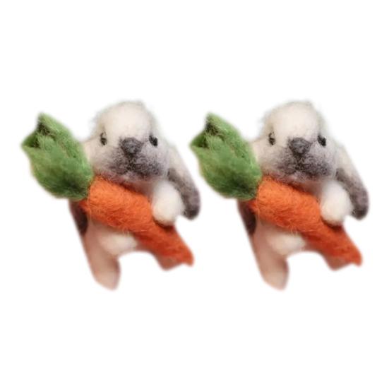 1 шт/2 шт войлочный вислоухий кролик с морковкой мини игольчатый валяный плюшевый кролик ручной работы из войлока животное для пасхального украшения