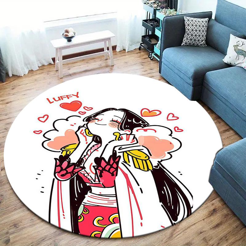 One Piece Boa Hancock Round Area Rug Carpet Rug For Living Room Bedroom Sofa Playroom Decor Nonslip Floor Mat