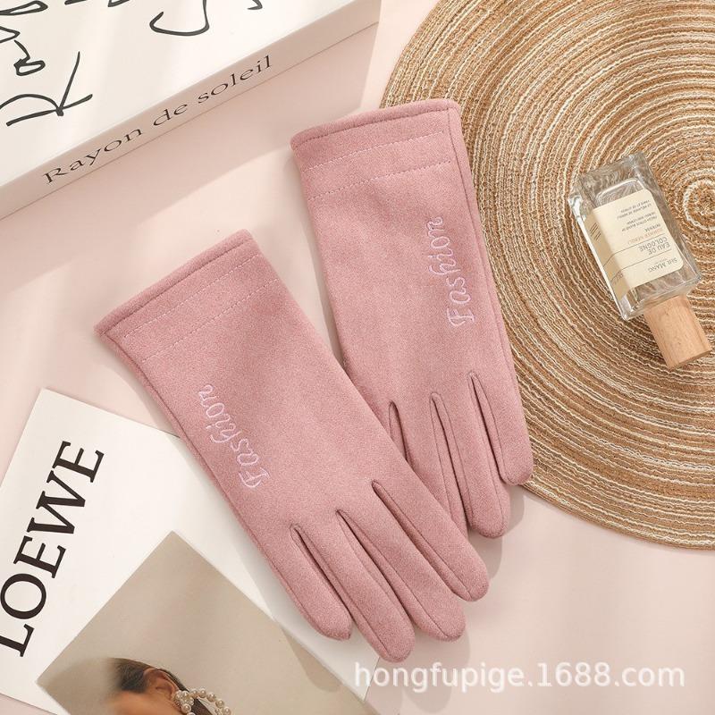 Теплые перчатки женские флисовые ветрозащитные для улицы для езды на электромобиле кроличий пух с бантом осенне-зимние перчатки