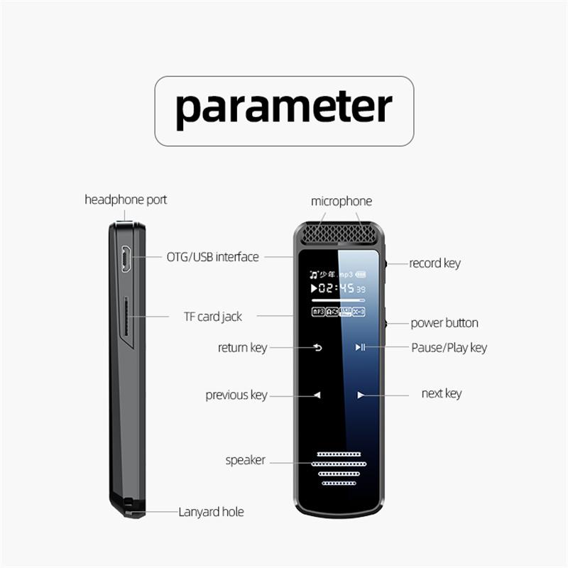 Q55 Цифровая ручка записи HD с голосовым управлением и шумоподавлением Профессиональный портативный рекордер Mp3-плеер