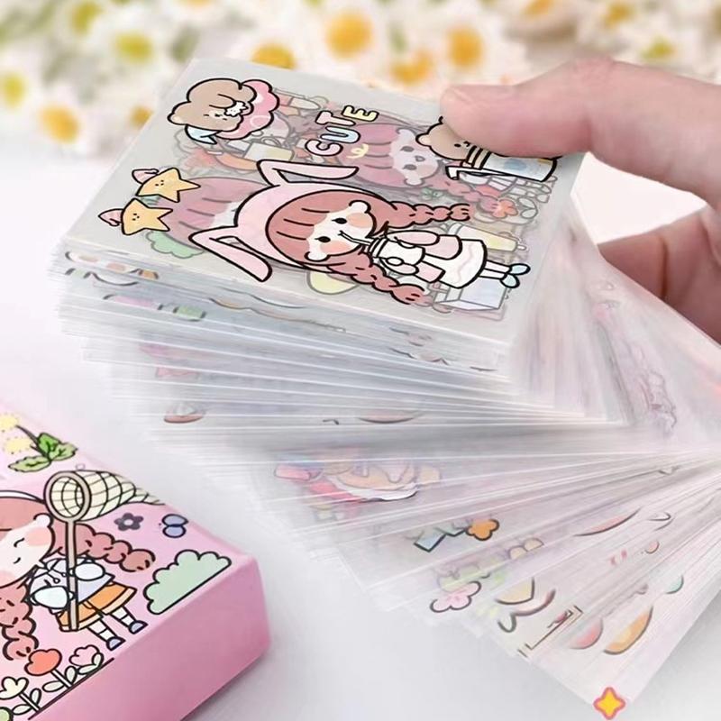 10/20/50Pcs Cute Cartoon Patterns Pvc Stickers Waterproof Transparent Notebook Water Bottle Scrapbook Decoration Stickers