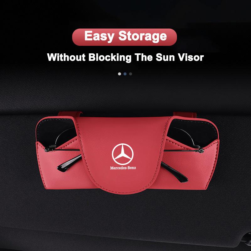 CRE1 Leather Car Sun Visor EyeGlasses Case Eyeglasses Bracket Clip For Mercedes Benz W203 W204 W205 W176 W16 W177 W247 Accessories