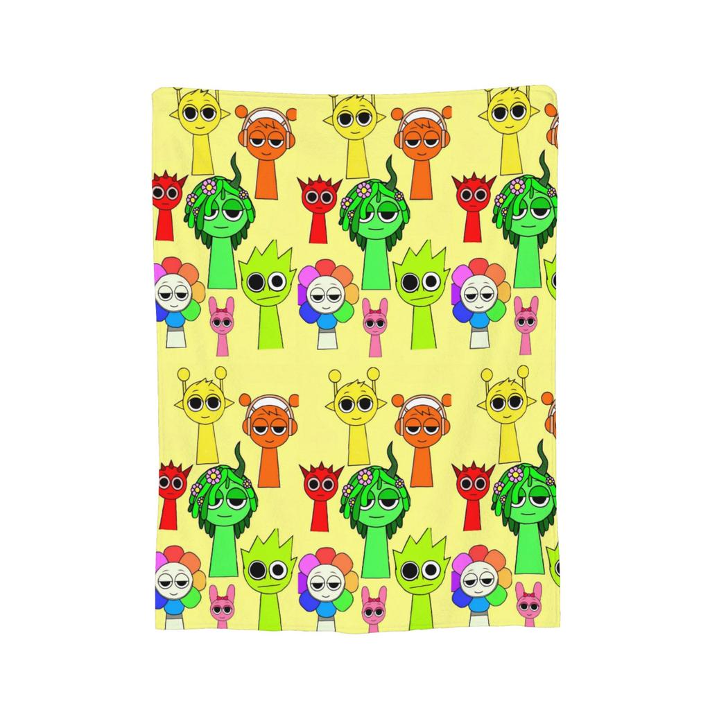 Sprunki Beats Horror Music Box Flannel Throw Blankets Blankets for Bed Office Lightweight Quilt,