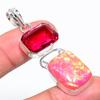 Natural Triplet Opal, Rubyllite Gemstone 925 Sterling Silver Pendant 2.21" r3V39