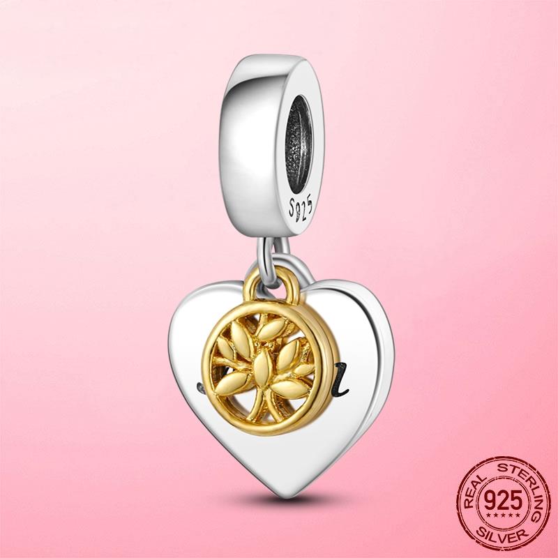 Горячая подвеска в виде сердца в виде компаса, подвеска в виде бусины, серебряная подвеска 925 пробы, оригинальный браслет MULA, сделай сам для изготовления ювелирных изделий