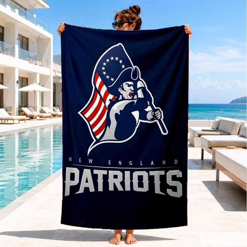 Пляжное полотенце с командным духом Patriots, Быстросохнущее, Легко ухаживать, Подходит как для занятий фитнесом, так и для пляжного отдыха, Спортивный незаменимый аксессуар