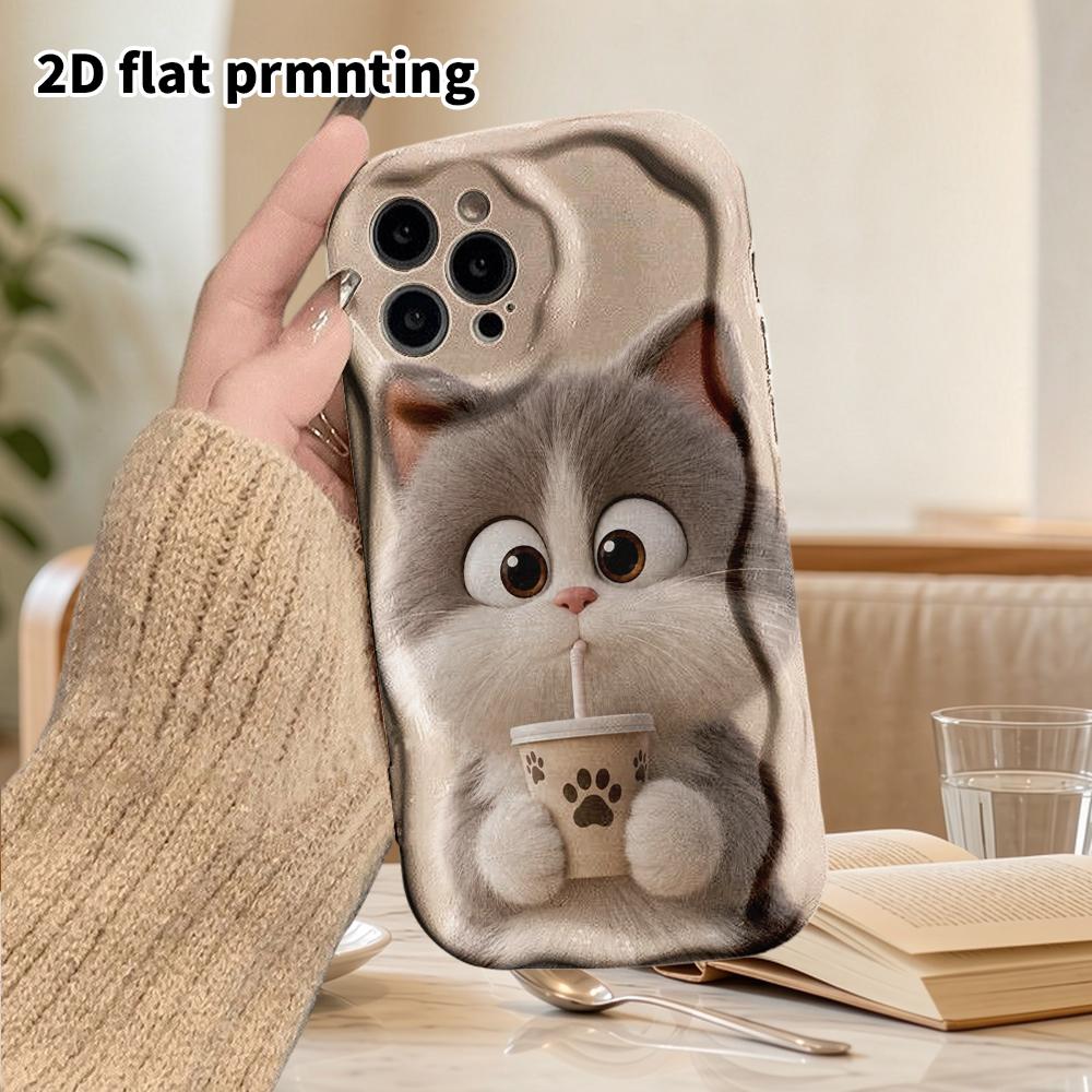 Phone case: 2D flat design suitable for iPhone 18 17 16 15 14 13 Pro film protective case, couple style, little gray cat, Christmas and Halloween gift