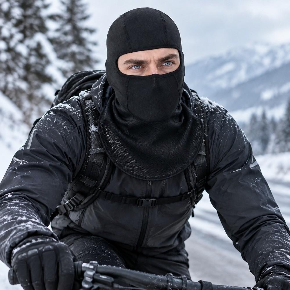 Extended Collar Hat with Shawl Thick Fabric Motorcycle Neck Warmer Cold Weather