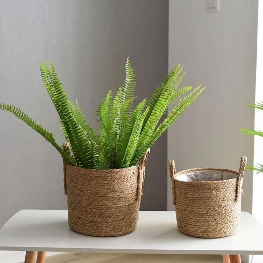 Соломенная плетеная корзина-кашпо из ивы, желтый ротанг, морская трава, корзина для хранения, садовый декор