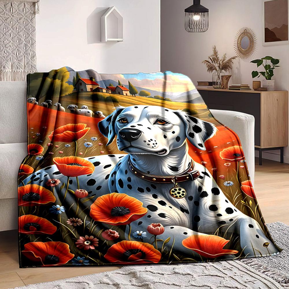 1pc Dalmatian dog Blanket Lightweight Blanket Throw Blanket For Sofa, Bed, Travel, Camping, Livingroom, Office yy251010072