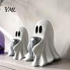 Compact Ghost Statues Halloween Figurine with Drinks, Resin Statue, Cute Spooky Desktop Holiday Accents Ornament for Party Tabletop Decorations