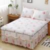 Wave Edged Lace Bed Skirt Soft and Comfortable Printed Bed Sheets Plant Pattern Anti Slip and Dustproof Bed Cover Bedding