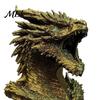 Матовая серебристая фигурка головы дракона, 3D-печатная фэнтезийная статуэтка, Мифический орнамент с патиной, Скульптура животного для декора дома, офиса, стола, Подарок