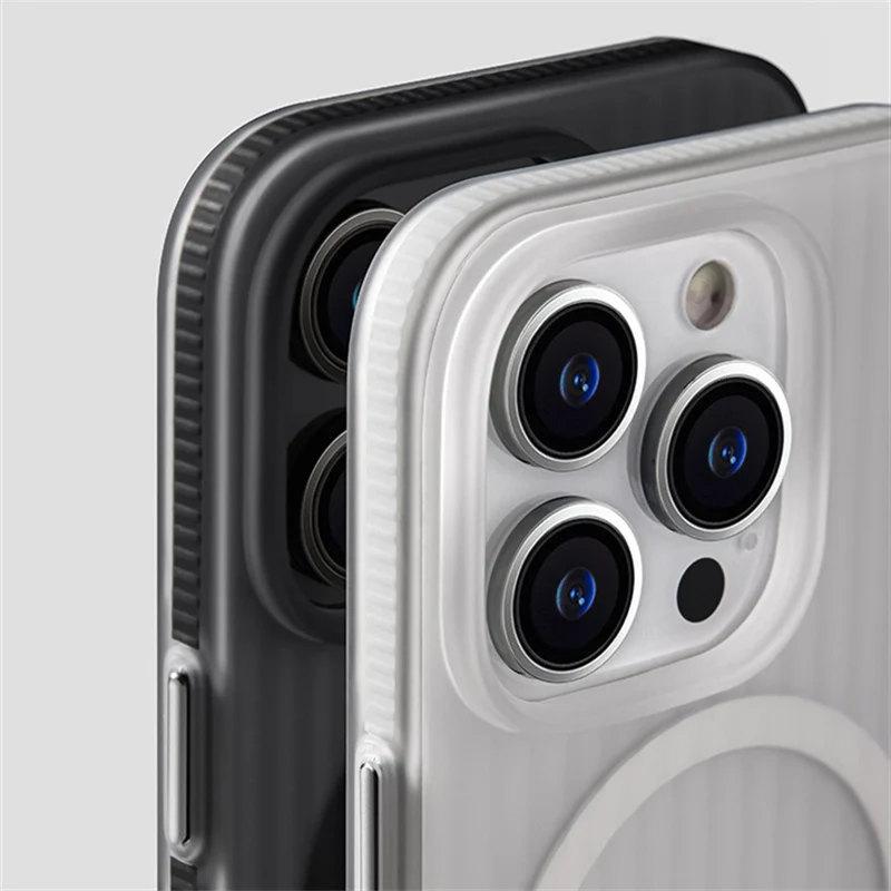 Чехол Magsafe с геометрическими полосками и беспроводной зарядкой для iPhone 13, 14Pro, 16, 15Pro, 14Pro Max, защитный бампер от падения для iPhone 16