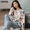 M-5XL Winter Pajamas Women's Korean Version Long-sleeved Homewear Suit Loose Large Size Two-piece Suit Can Be Worn Outside