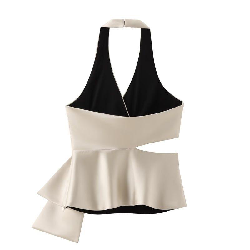 Araltay Fashion Style Women's Clothing New Sexy Bowknot Decoration Silk Satin Texture Halter Top 3506399
