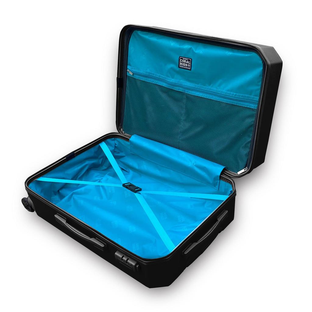 coral high Diamond ABS Black Large Size Suitcase 16603