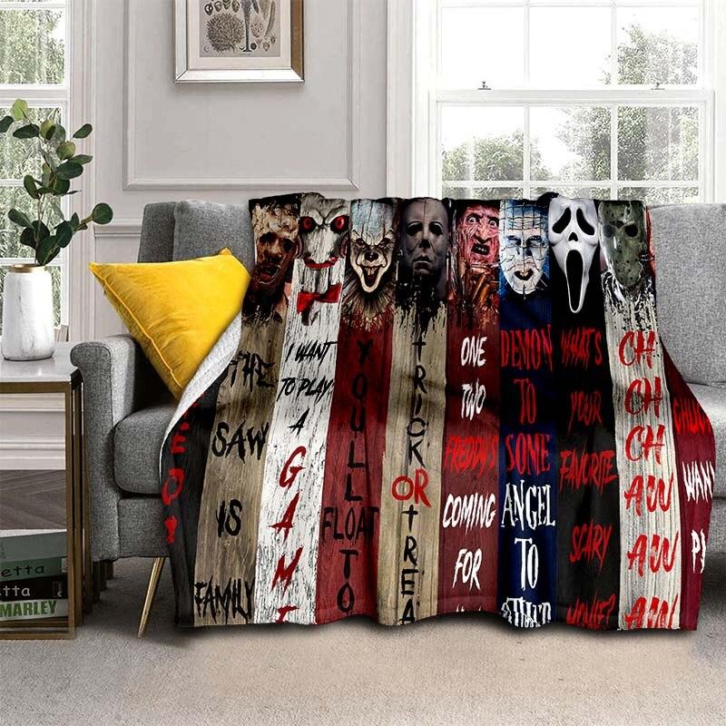 Террористическое одеяло с героями фильмов ужасов, мягкое плюшевое одеяло, легкие фланелевые одеяла для дивана-кровати, всесезонное теплое одеяло