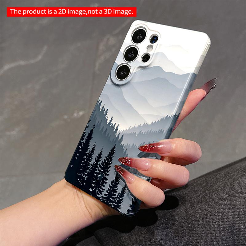 2DFlat Samsung phone case Misty Mountain Pine Silhouette Landscape Applicable to Galaxy S22 S23 S24 S25ULTRA S26 A12 A13 A14 A15 A16 A34 A35 A54 A55