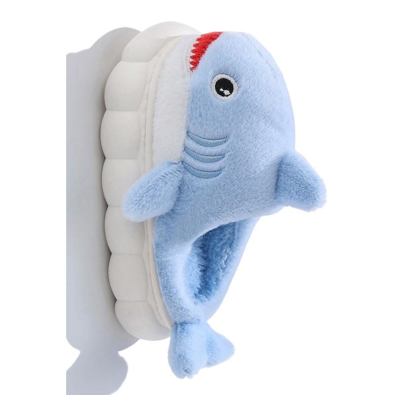 Warm Children's Shoes Suitable for Cute Shark Designs for Boys and Girls, Creative Autumn and Winter Indoor Slippers