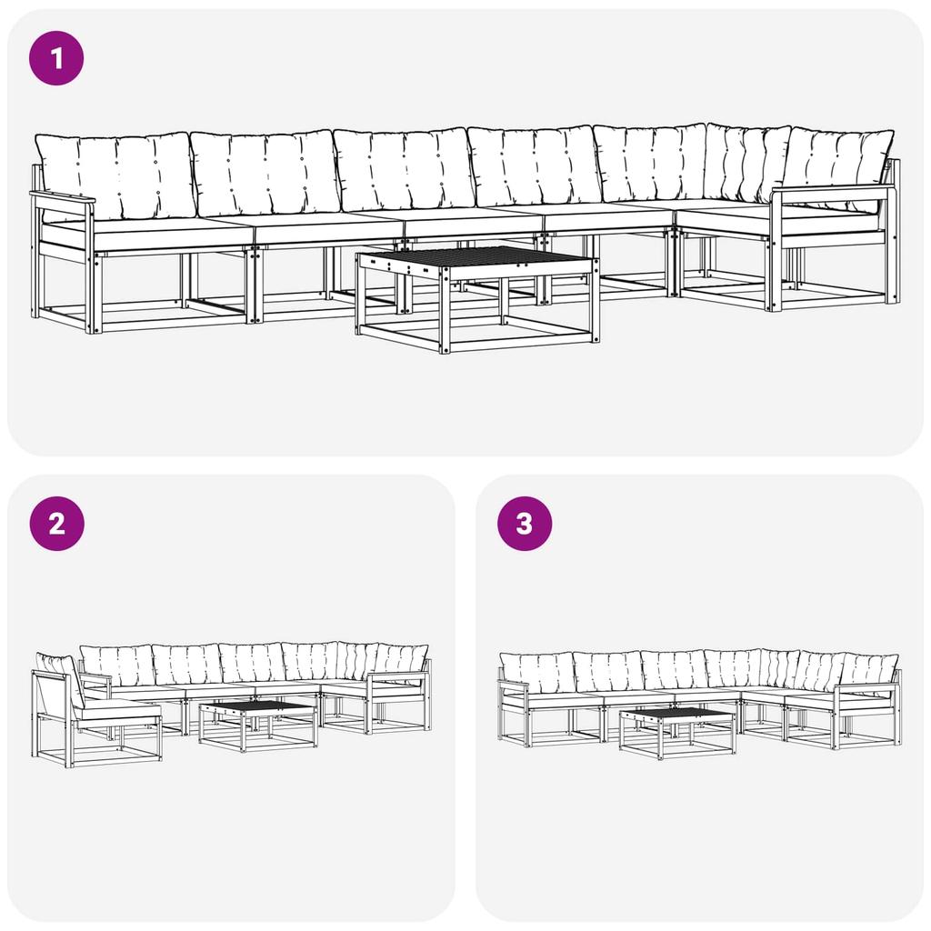 Outdoor Sofa Set 7 pcs White and Black 79 x 79 x 37 cm