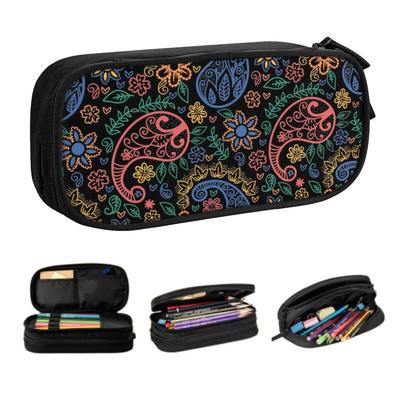 Custom Colored Bandana Paisley Print Pencil Case for Girls Boys Large Capacity Pen Bag Box Stationery