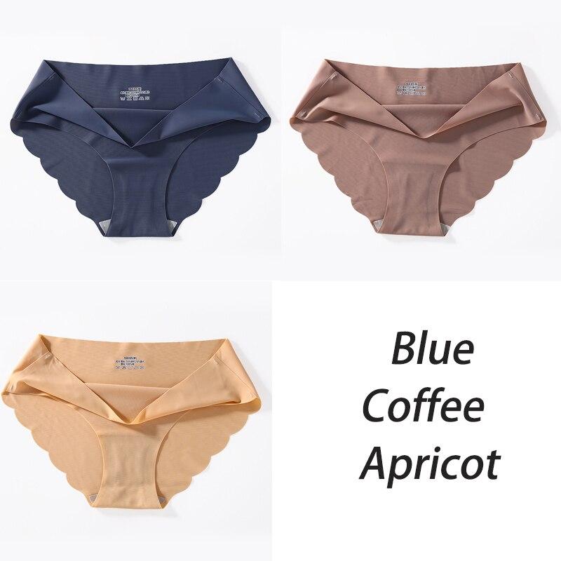 3PCS/Set Seamless Silk Women's Panties Briefs Women Underwear Female Underpants Comfortable Silk Panty Sexy Woman Lingerie M-XL