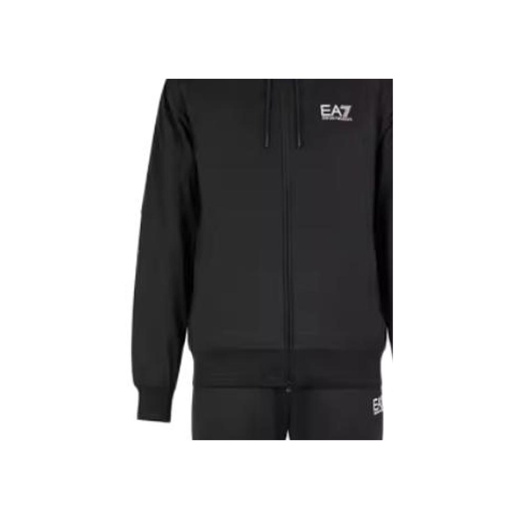 Emporio Armani EA7 Осень/Зима 24 Логотип Принт Буквами Худи на Молнии с Длинным Рукавом Повседневный Спортивный Костюм Мужской костюм Черный 6DPV70-PJHCZ-1200