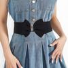 Adjustable Buckle Women's Elastic Wide Belt Solid Color Bowknot Waistband  for Dress Jeans