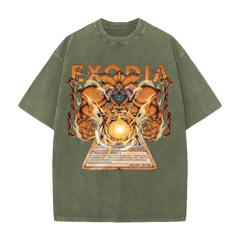 Exodia YuGiOh Anime Tshirt Summer Casual Short Sleeve ONeck Tee Shirt Vintage Washed Oversized Cotton Tops Mens Clothing
