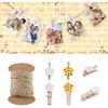 Pandahall 100pcs White Heart Clothespins Wooden Photo Paper Peg Pin Craft Clips with 10.9 Yards Natural Jute Twine for Paper Photo Display Hanging