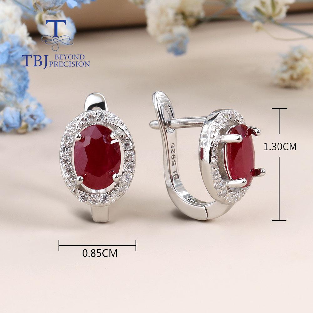 925 Sterling Silver Classic Design Africa Ruby Clasp Earring Natural Precious Gemstone Jewelry for Women Lady Nice Gift Birthday Party