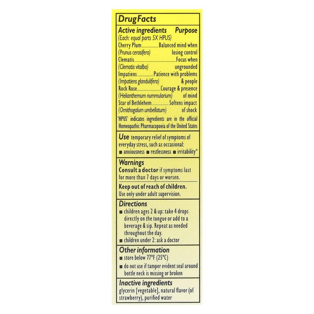 Bach RSCUE® Dropper Children's, Stress Relief, Ages 2+, Strawberry, 0.35 Fl Oz (10 Ml)