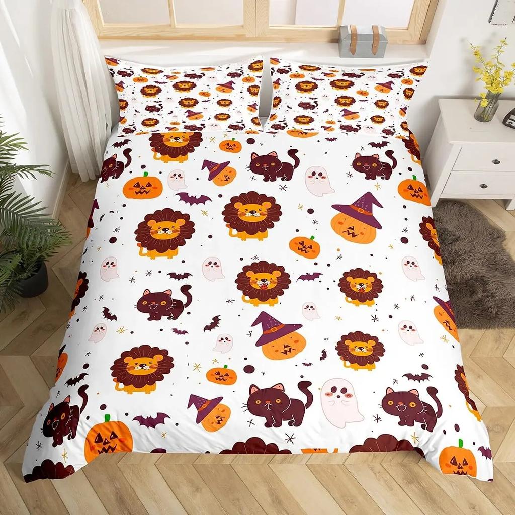 Комплект постельного белья с изображением сахарного черепа, пододеяльник со скелетом для мальчиков и девочек, розовый бант, покрывало для одеяла на тему Хэллоуина