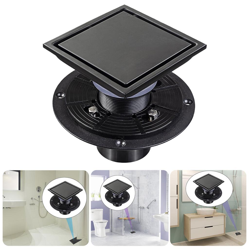 Square Shower Floor Drain 4 Inch Bathroom Drain with Easy Clean Strainer Square Bathroom Drain Simple Installation