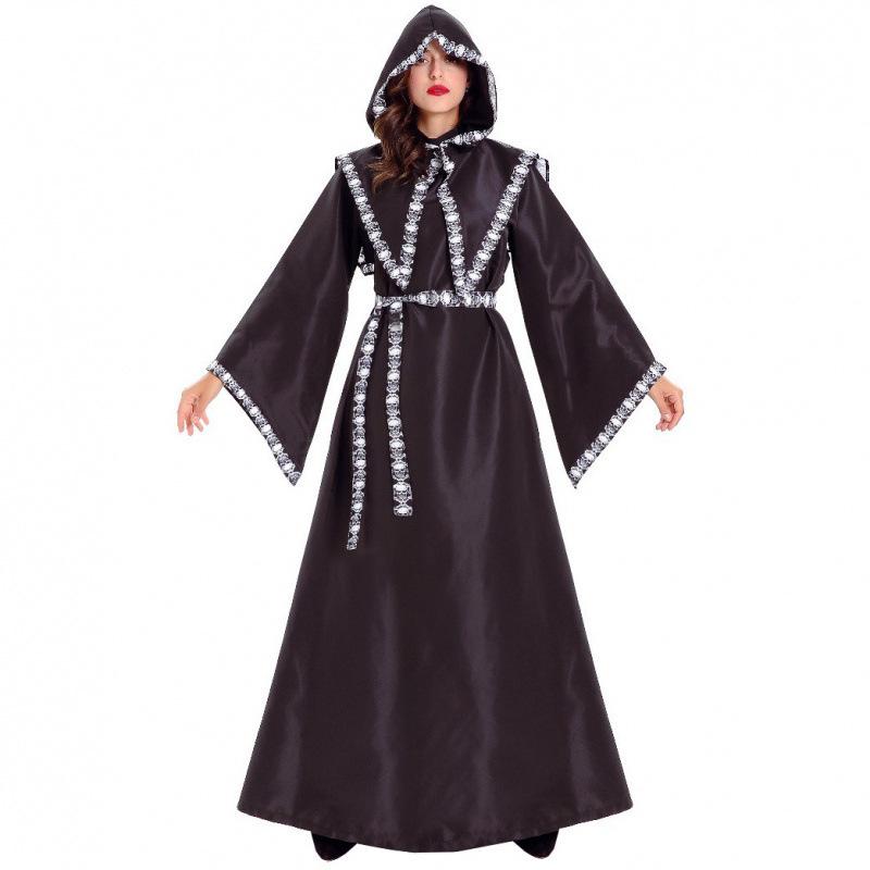 Ladies Cosplay Skull Cloak Reaper Witch Game Uniform, Halloween Costume