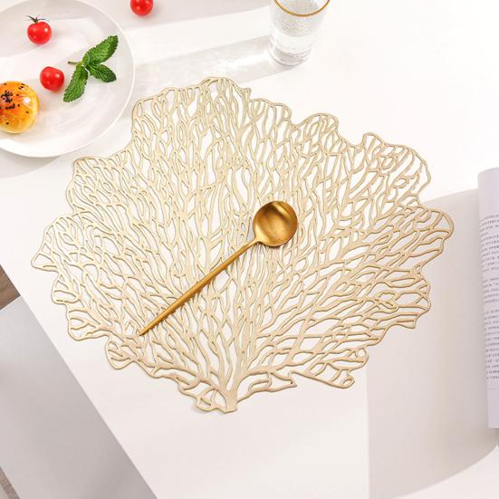 Table Placemat Heat-Resistant Kitchen Placemat Stylish Coral Shape Dining Table Mat for Home Decoration