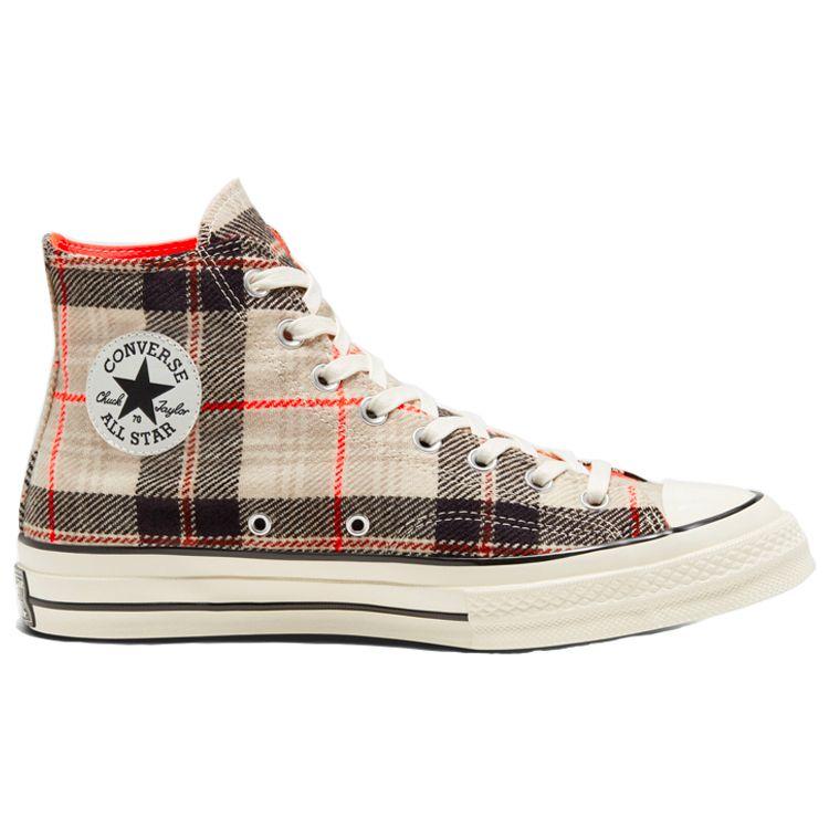 Converse All Star Plaid Chuck 1970s High Top Canvas Shoes Unisex Sneakers Off-White 166496C