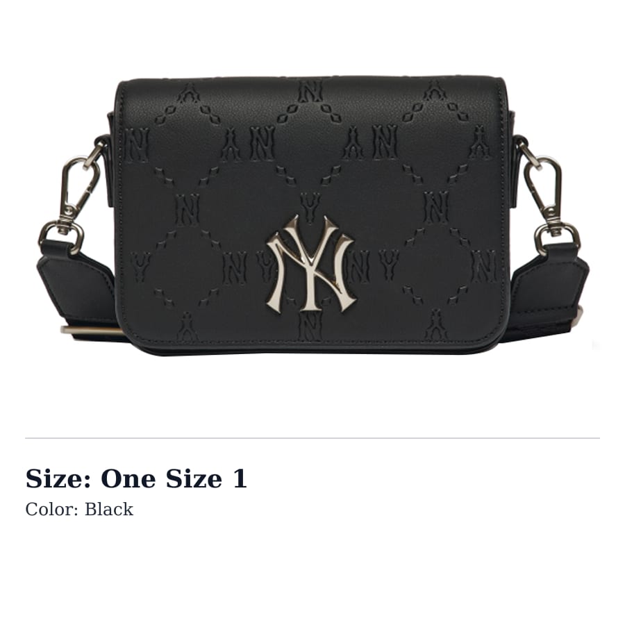 MLB New York Yankees Cow Leather Camera Bag, Crossbody Bag Regular Unisex Black 3ACRS041N-50BKS