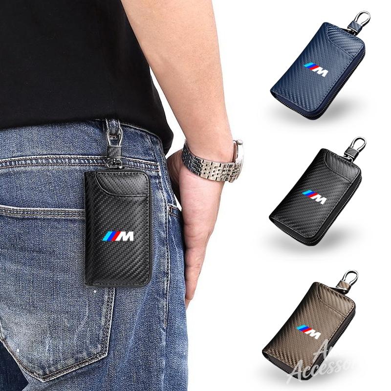 Carbon Fiber Car Wallet Key Case Zipper Wallet Holder Multifunction Accessories For BMW F20 F30 F40 F15 F25 F26 F31 F49 M3 M5 X3 fxhk04