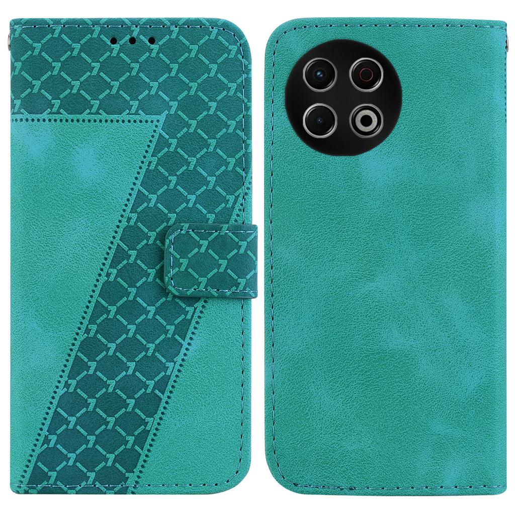 For TECNO Spark 30 Pro 4G Stand Case 7-Shaped Pattern Imprint Leather Phone Cover with Strap