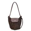 Korean Version of Retro Leopard Print Bucket Bag Women's 2025 New Fashion Versatile Niche Trend Women's Shoulder Messenger Bag
