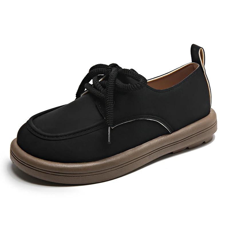 Удобные и элегантные женские туфли на плоской подошве, обувь на платформе, женские лоферы в британском стиле, с круглым носком, повседневные кроссовки, осенние, в стиле ретро