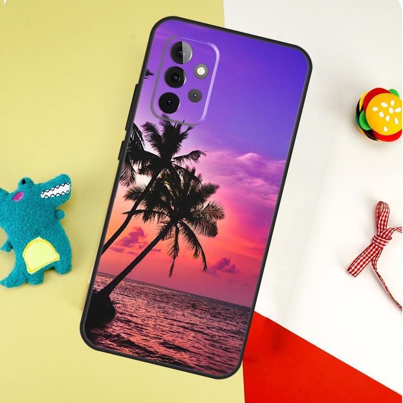 Летний Пляж Закат Пальма Для Samsung Galaxy A22 A32 A52 A54 A34 A14 A55 A35 A15 A53 A33 A13 A05 A06 A16 Чехол для Телефона