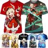 Summer Genshin Impact 3D Printed T-shirt Men's and Women's Anime Shirts Casual Fashion Cool Round Neck Short-sleeved Shirt