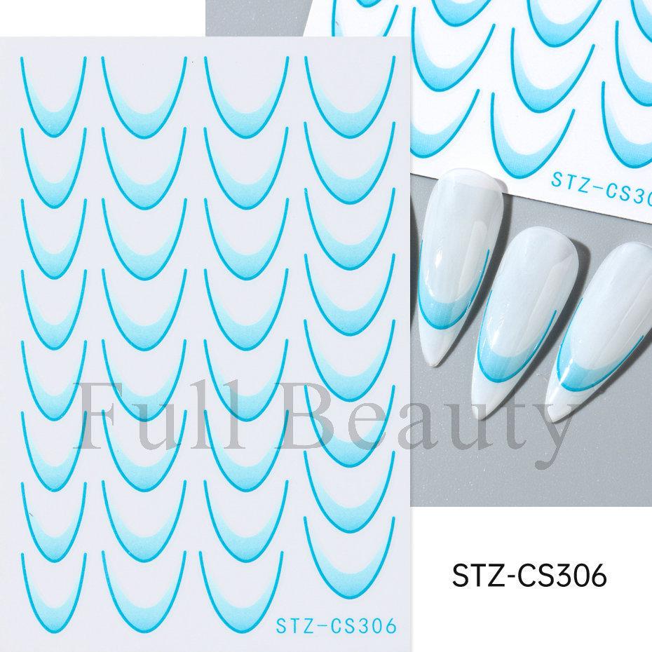 Nail Art Sticker French Smile Line Silver Glitter Diy Corrugated Line Adhesive Nail Sticker