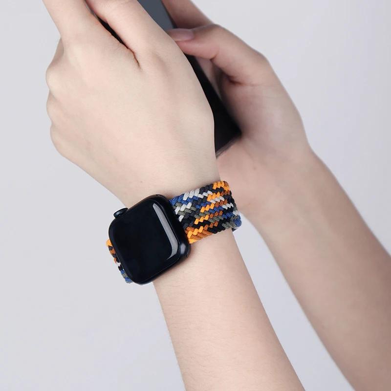 Нейлоновый ремешок для Apple Watch Ultra 2 49 мм 40 мм 44 мм 41 мм 38 45 мм Эластичный плетеный браслет-петля для iWatch Series 9 8 7 6 SE 5 4