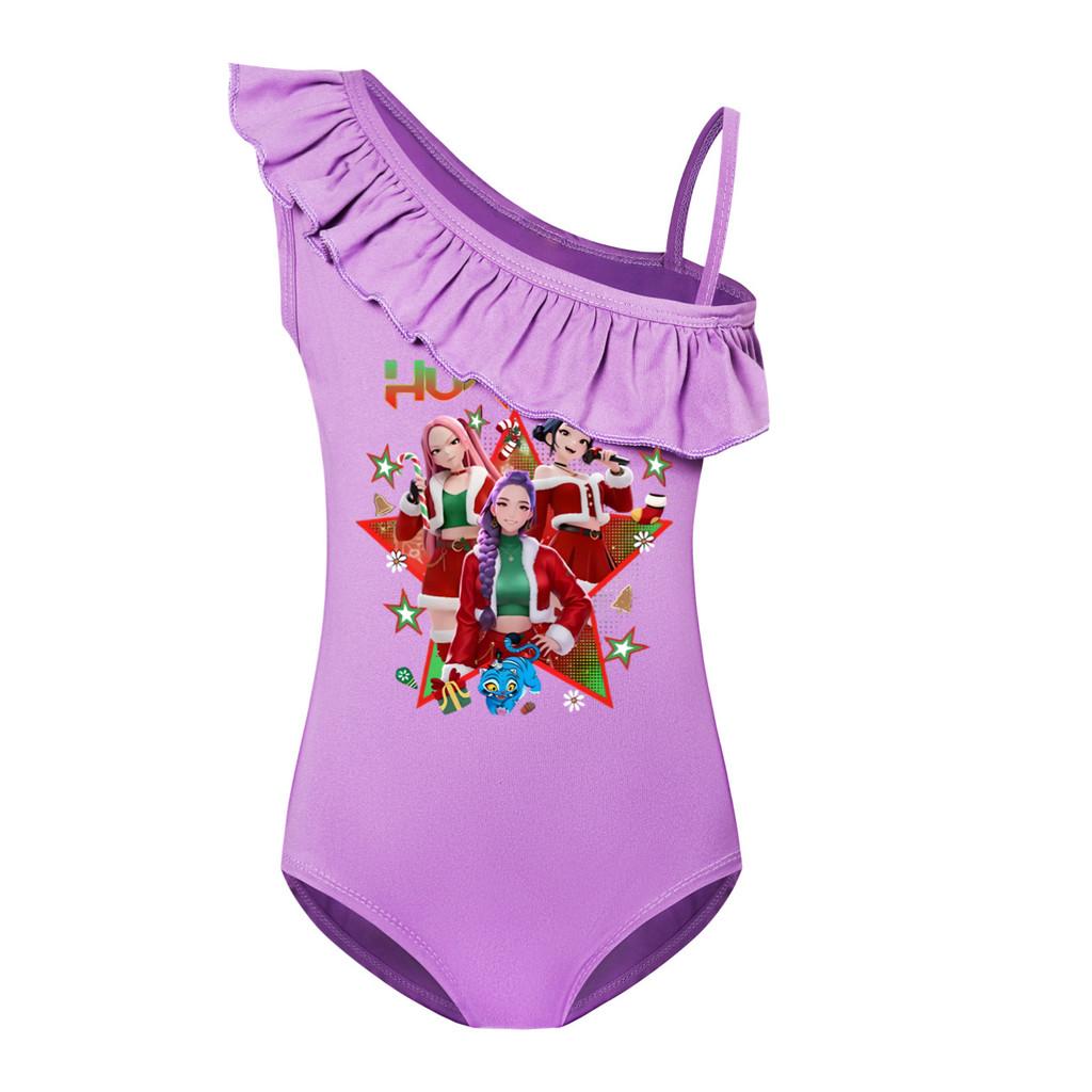 5182 Детский Купальник для девочек Рождество Новый год Руми Мира Зои Принт Купальный слитный купальник