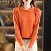 Women's Fashion Casual Fall Winter Solid Color Print Long Sleeve POLO Neck Sweaters