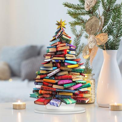 Креатив, Книги, Рождественские елки, Акриловые таблички, Вдохновляющие настольные украшения, Декор для дома, Дарение подарков